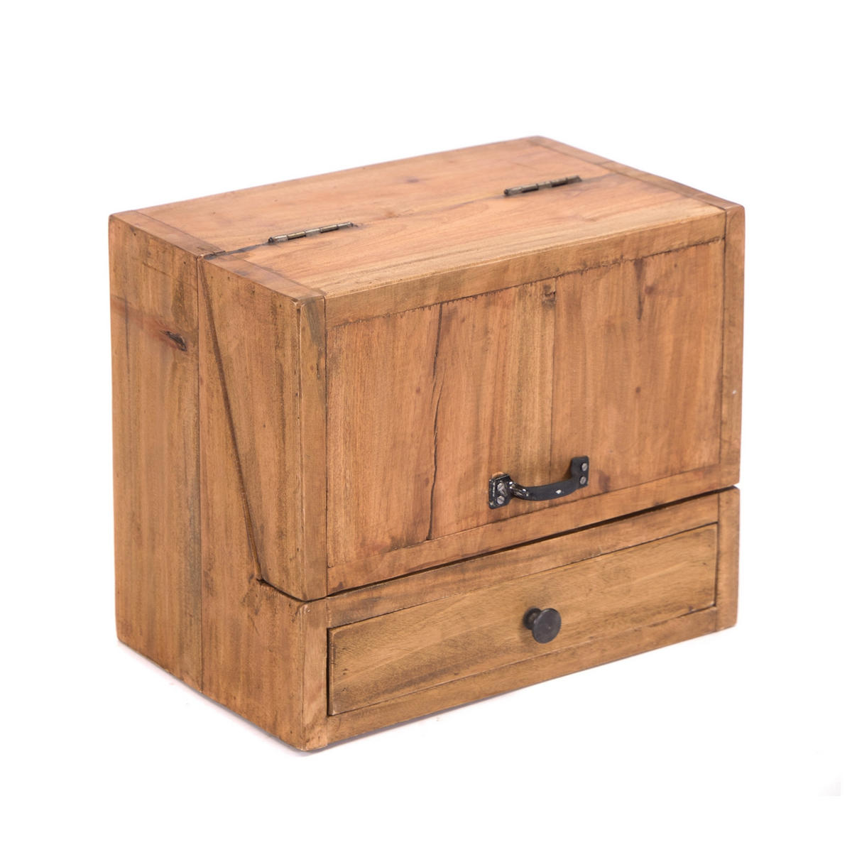 ORGANIZER Case Mahagoni Massivholz, klappbarer Deckel naturfarben - Naturfarben, Holz (22/35/48cm) - CREEDWOOD