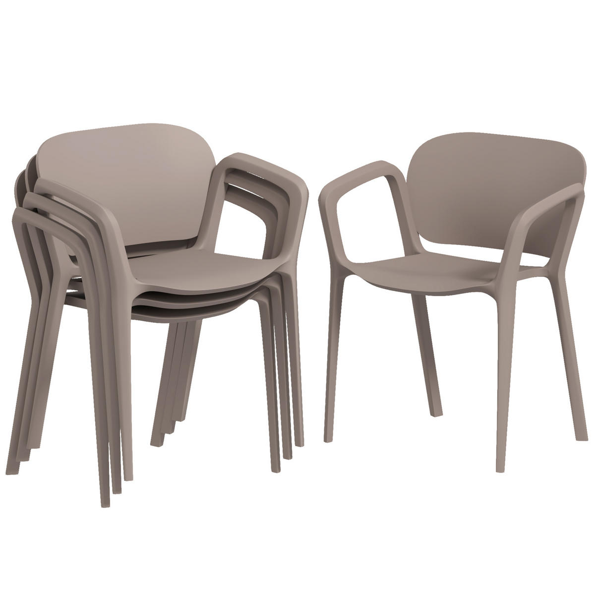 GARTENSTUHL 4er aus Kunststoff, Grau - Grau, Kunststoff (56/75/60cm) - Outsunny