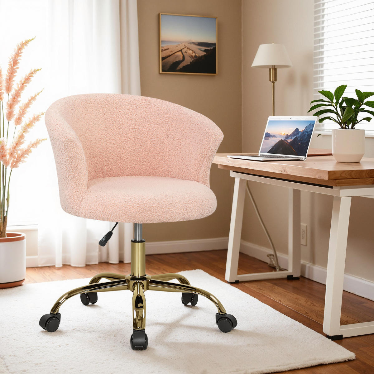 DREHSTUHL DE-11767 höhenverstellbar 360° drehbar Rosa - Pink, Textil (56/76/58cm) - ComfortXL