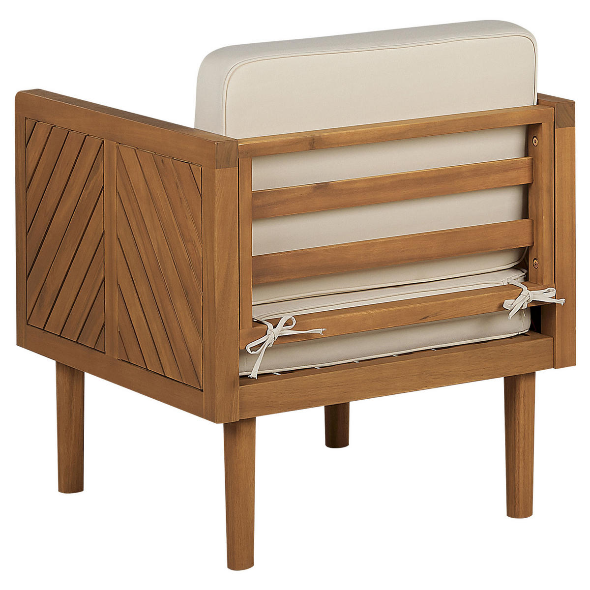 BALKONSET 2-Sitzer Akazienholz hellbraun Auflagen creme Baratti - Hellbraun/Weiß, Holz/Textil - Beliani
