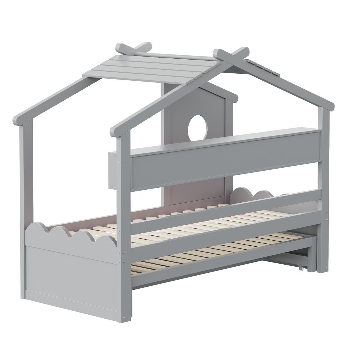 KINDERBETT 90/200 cm & 90/190 cm in Grau mit 2 Schubladen, LED und USB - Grau, Holz/Holzwerkstoff (90/200cm) - WISHDOR
