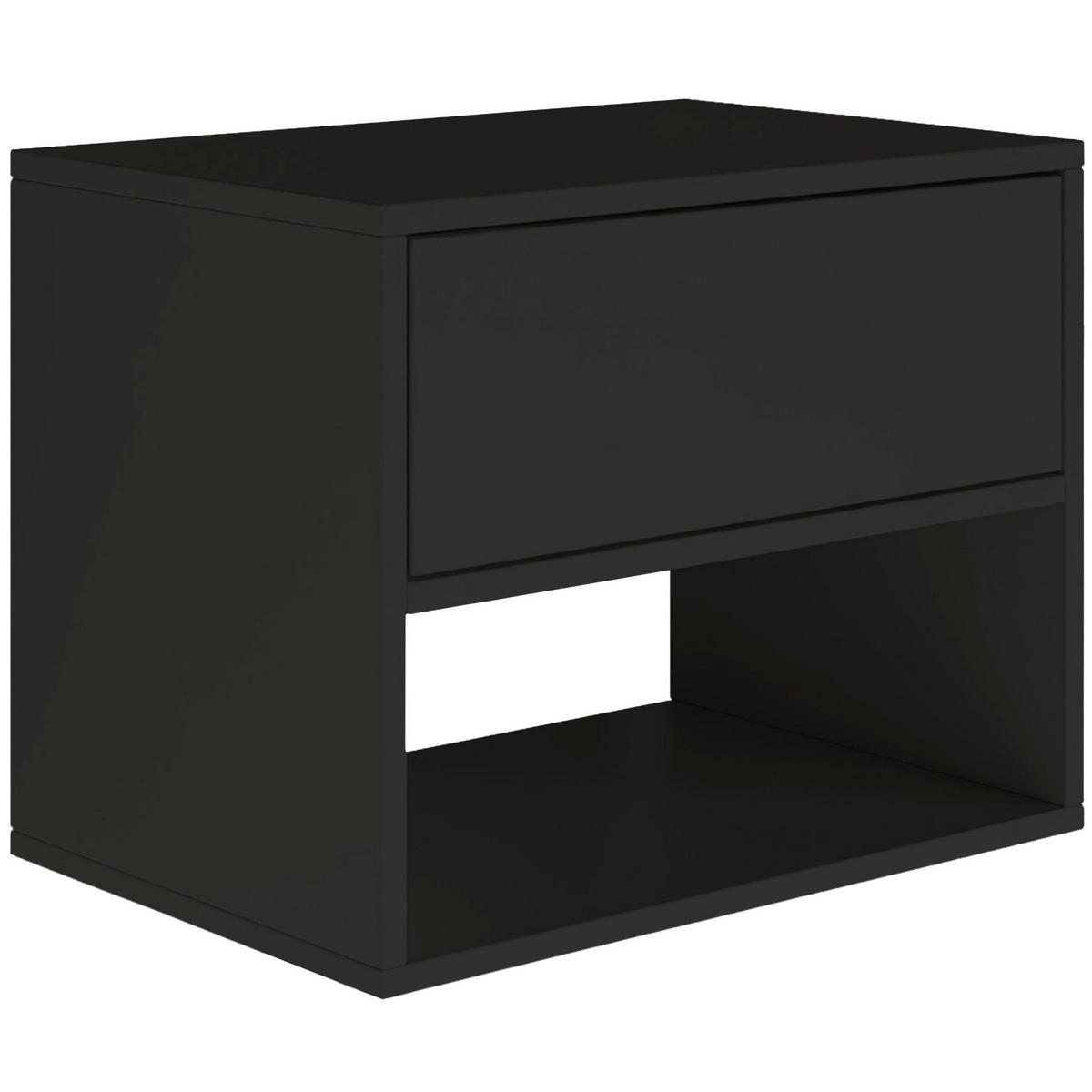 NACHTTISCH hängend Framme Schwarz mit Fach, 50 cm - Schwarz, Holzwerkstoff (50/40/36cm) - Selsey