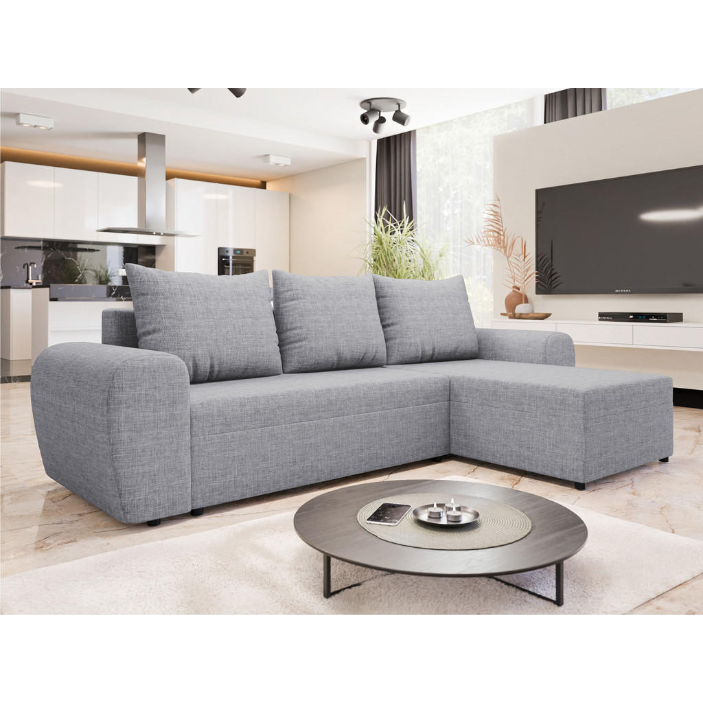 Thumbnail - Mirjan24 Ecksofa, Hellgrau, Textil, 4-Sitzer, L-Form,L-Form, rund, 260x140 cm, Wohnzimmer, Sofas & Couches, Wohnlandscha...