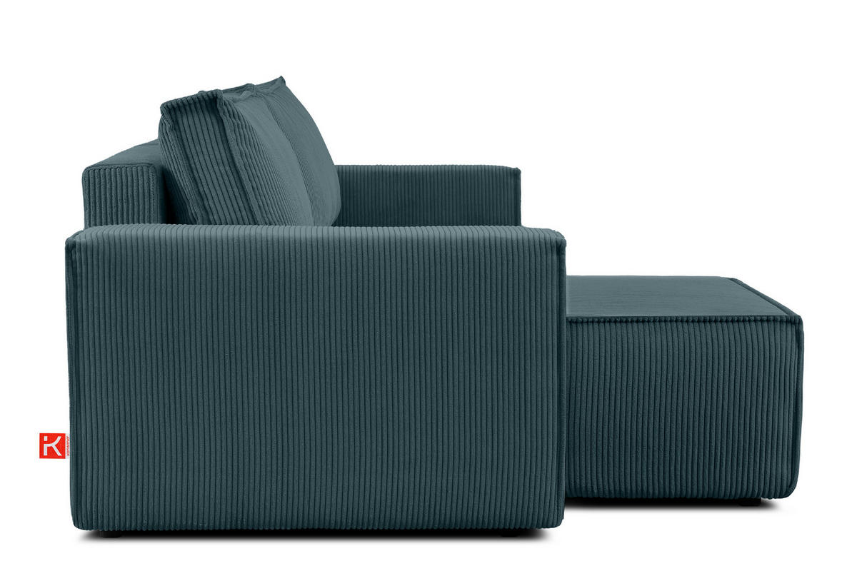 ECKSOFA-LINKS/RECHTS NAPI Schlaffunktion mit Cordbezug, Blau - Blau/Schwarz, Textil (262/148cm) - KONSIMO®