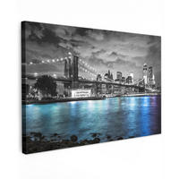 LEINWANDBILD New York - Skyline - Stadt - Blau 150x100 cm - Blaugrau, Textil (150/100cm) - MuchoWow