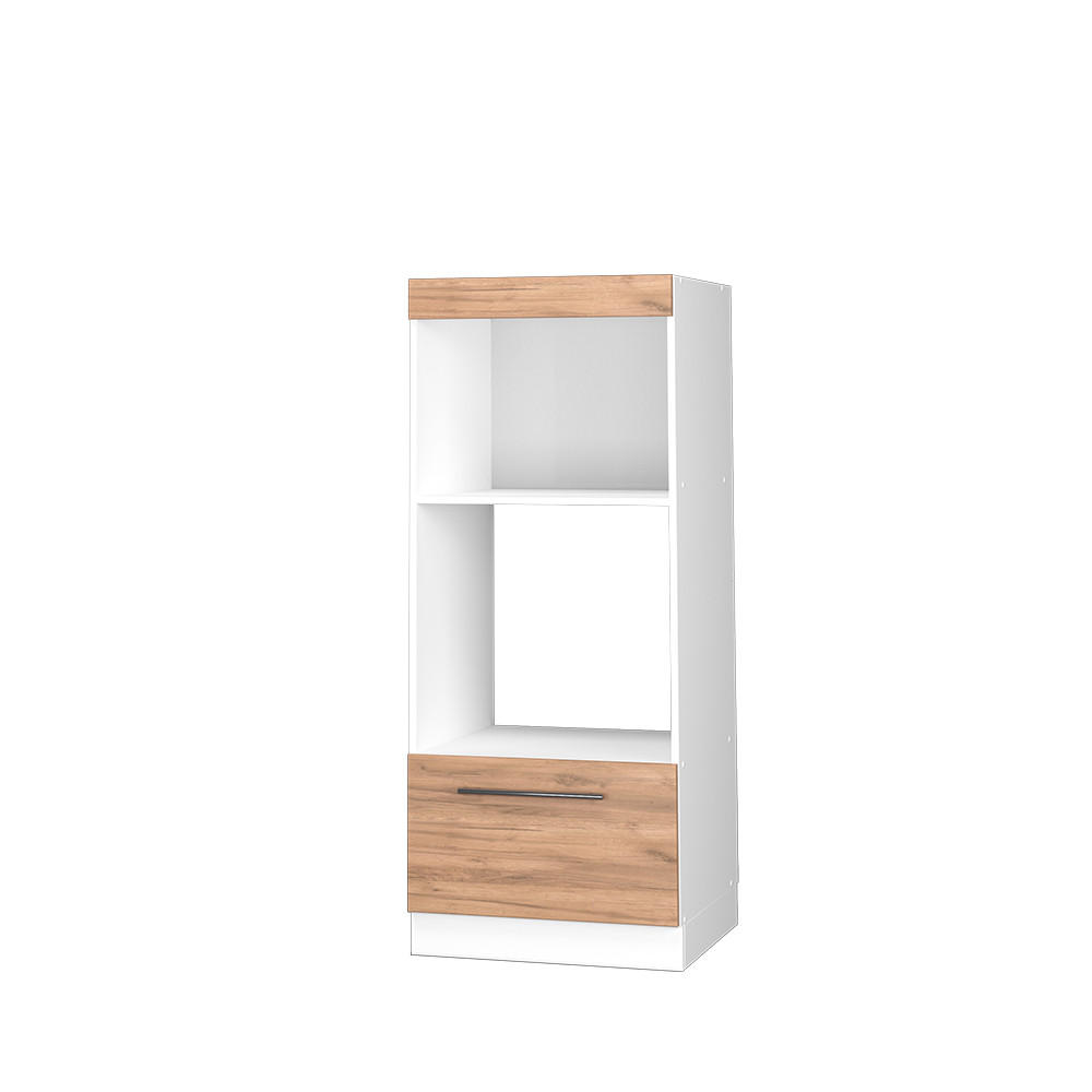 MIKROWELLENSCHRANK Fame-Line Goldkraft Eiche 60 cm offen - Eiche Wotan/Weiß, Holzwerkstoff (60/153.6/58.1cm) - Vicco
