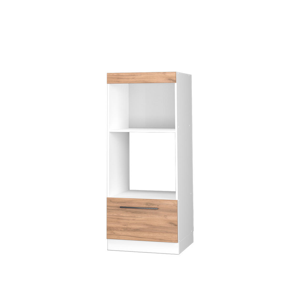 MIKROWELLENSCHRANK Fame-Line Goldkraft Eiche 60 cm offen - Eiche Wotan/Weiß, Holzwerkstoff (60/153.6/58.1cm) - Vicco