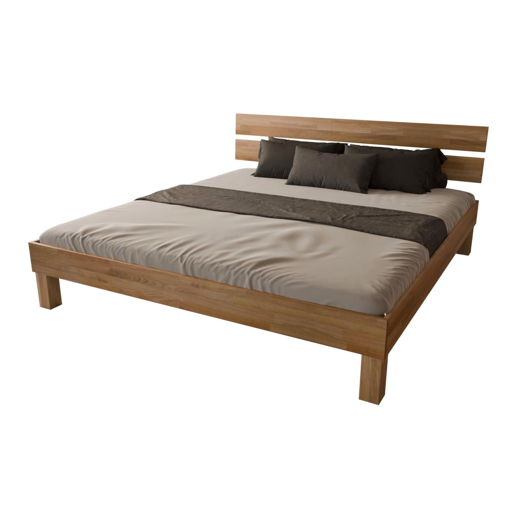 BETT 200/220 cm aus Wildeiche - Braun, Holz (200/220cm) - MeinMassivholz