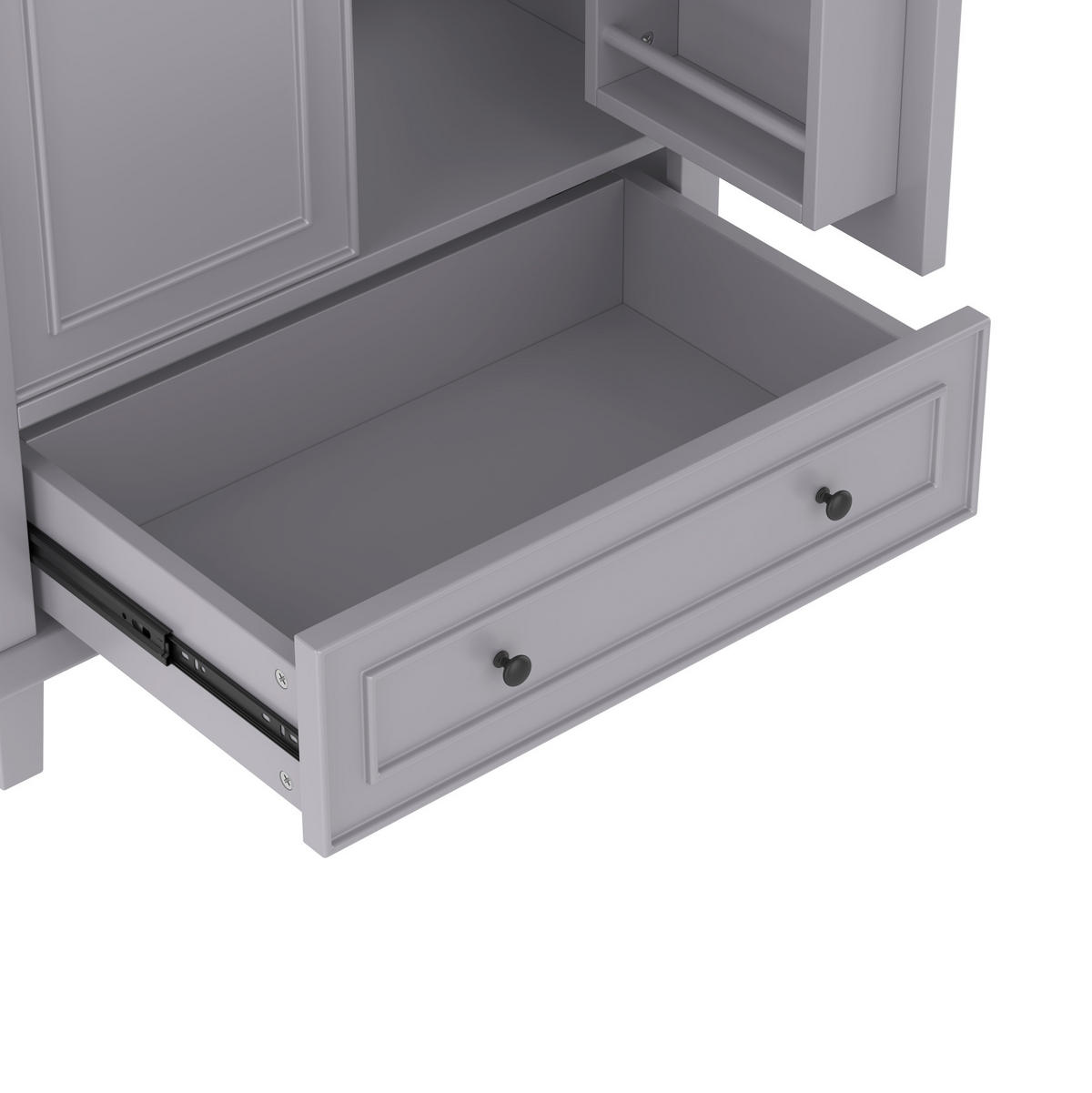 BADEZIMMERSCHRANK 76x46x87cm in Grau mit Massivholzbeinen & Keramikbecken - Grau, Holzwerkstoff (76/87/46cm) - Modfu