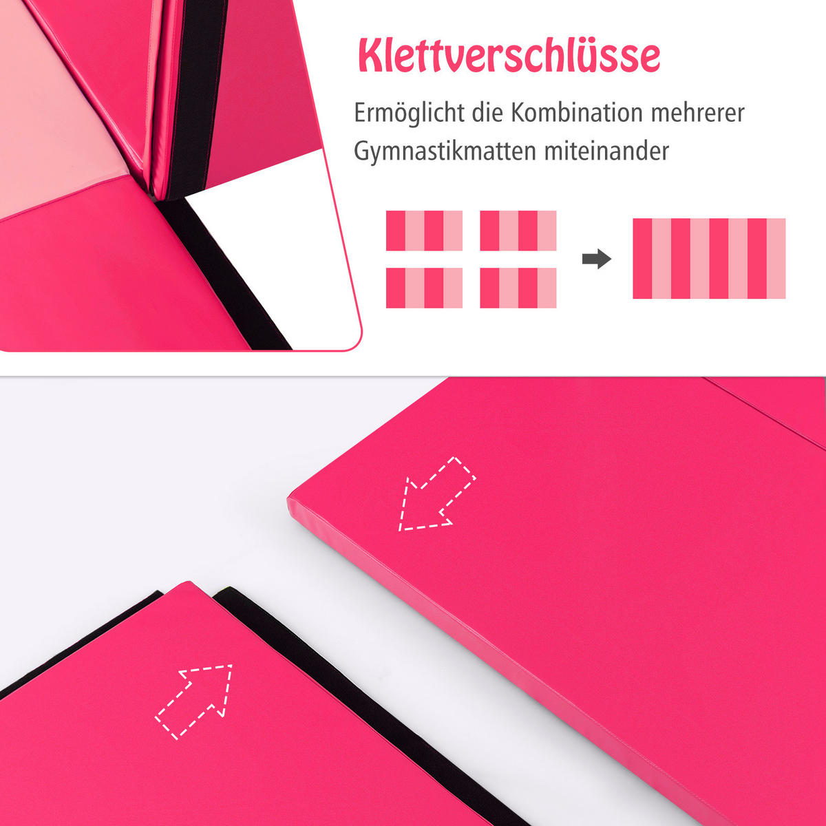 SPORTMATTE Rosa - Pink, Leder (240/120cm) - COSTWAY