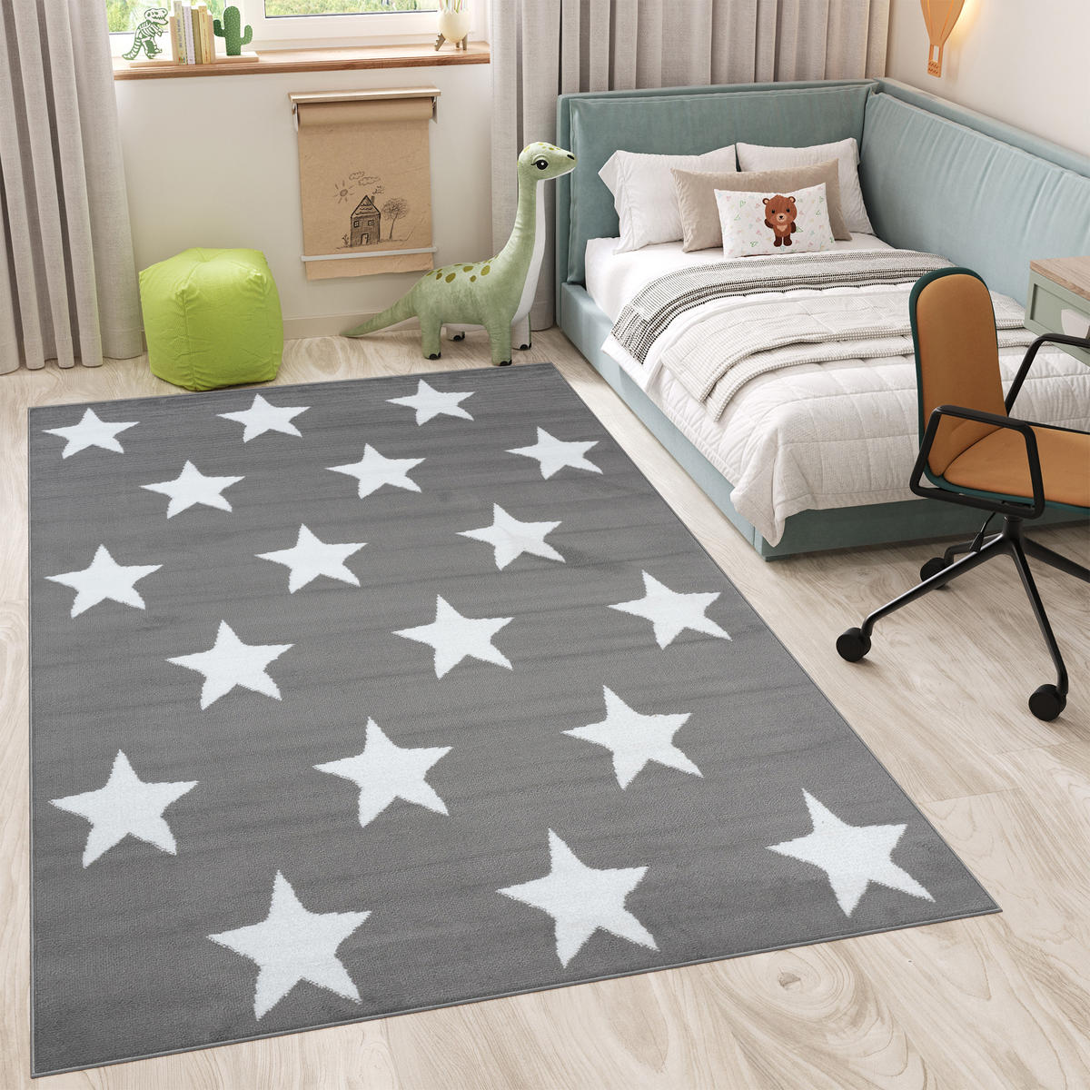 TEPPICH LUXURY Grau Geometrisch Sterne 200/300 cm - Grau, Textil (200/300cm) - Tapiso