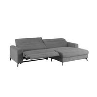 ECKSOFA LAISKA Grau Cord Relaxfunktion - Schwarz/Grau, Textil/Metall (282/177cm) - KAWOLA