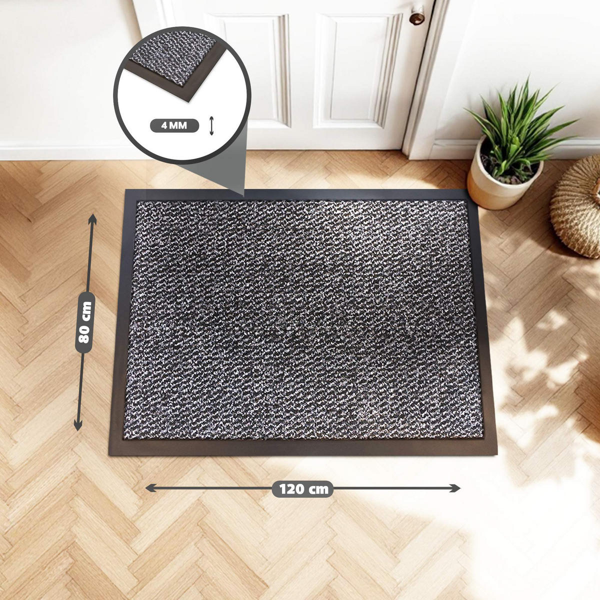SCHMUTZFANGMATTE PALERMO - Grau, Textil (80/120cm) - WohnDirect