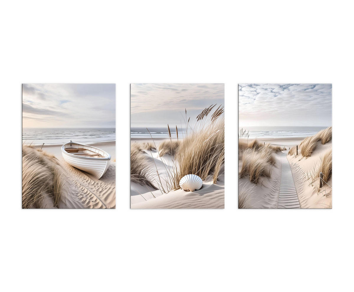 BILDBILDERSET 3er-Set 30x40 cm Meer Strand beige - Beige, Kunststoff (30/40cm) - artissimo