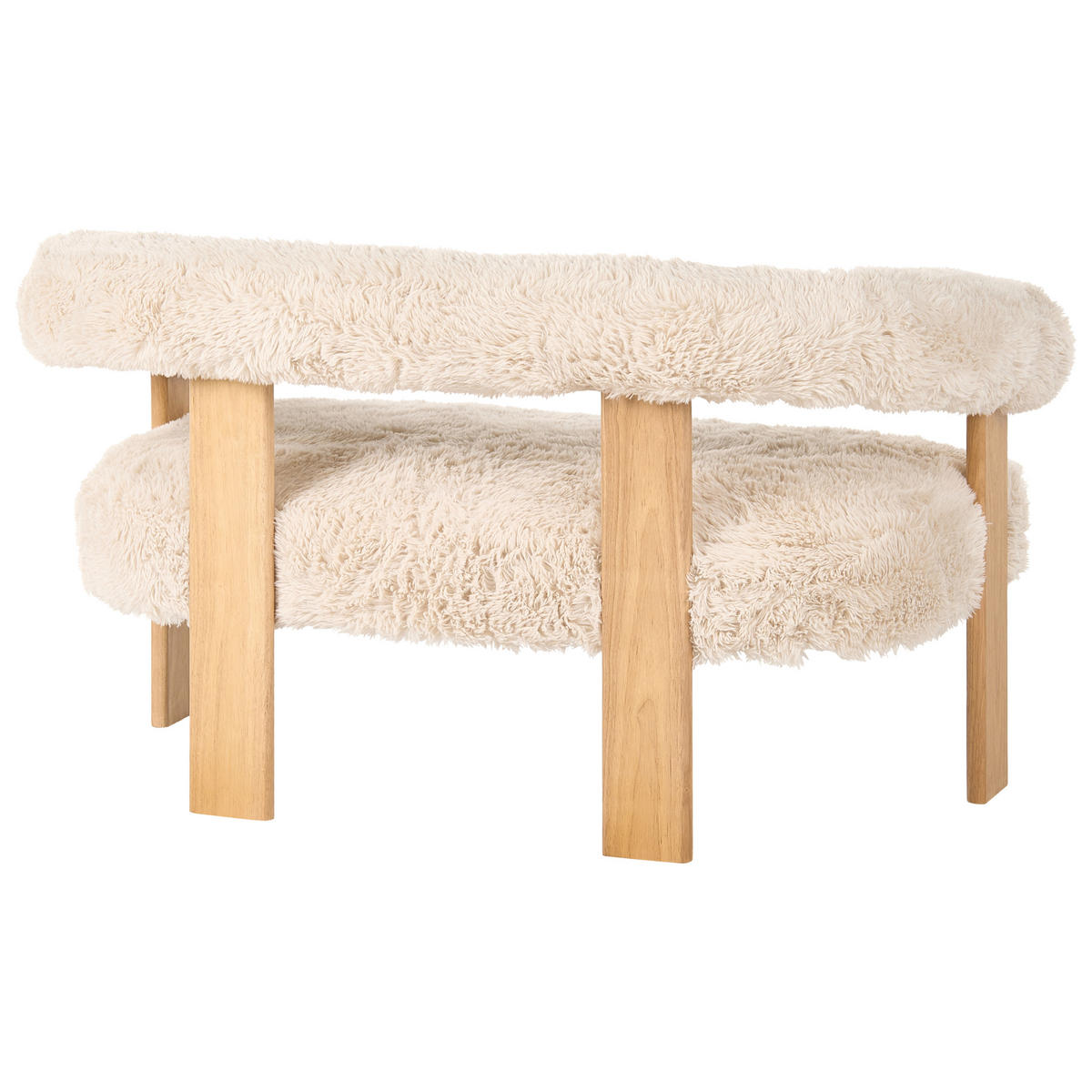 2-SITZER-SOFA Webpelz Cremeweiß/Hellbraun Ilbro - Creme, Textil (138/76/68cm) - Beliani