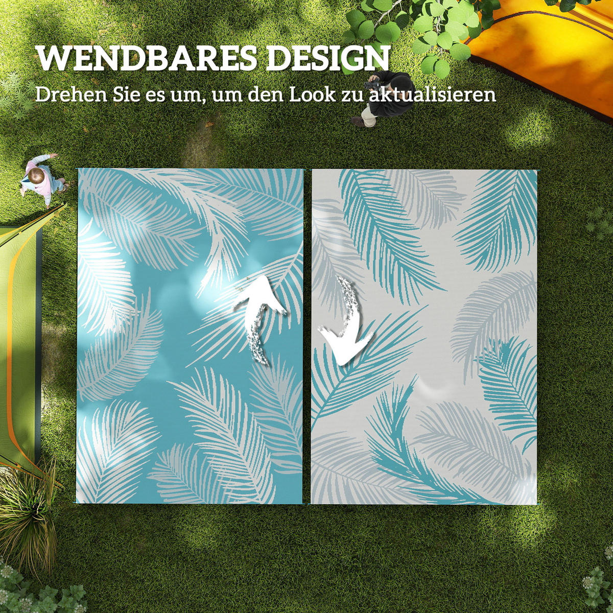 OUTDOORTEPPICH aus Kunststoff Hellblau - Hellblau, Kunststoff (182/274cm) - Outsunny