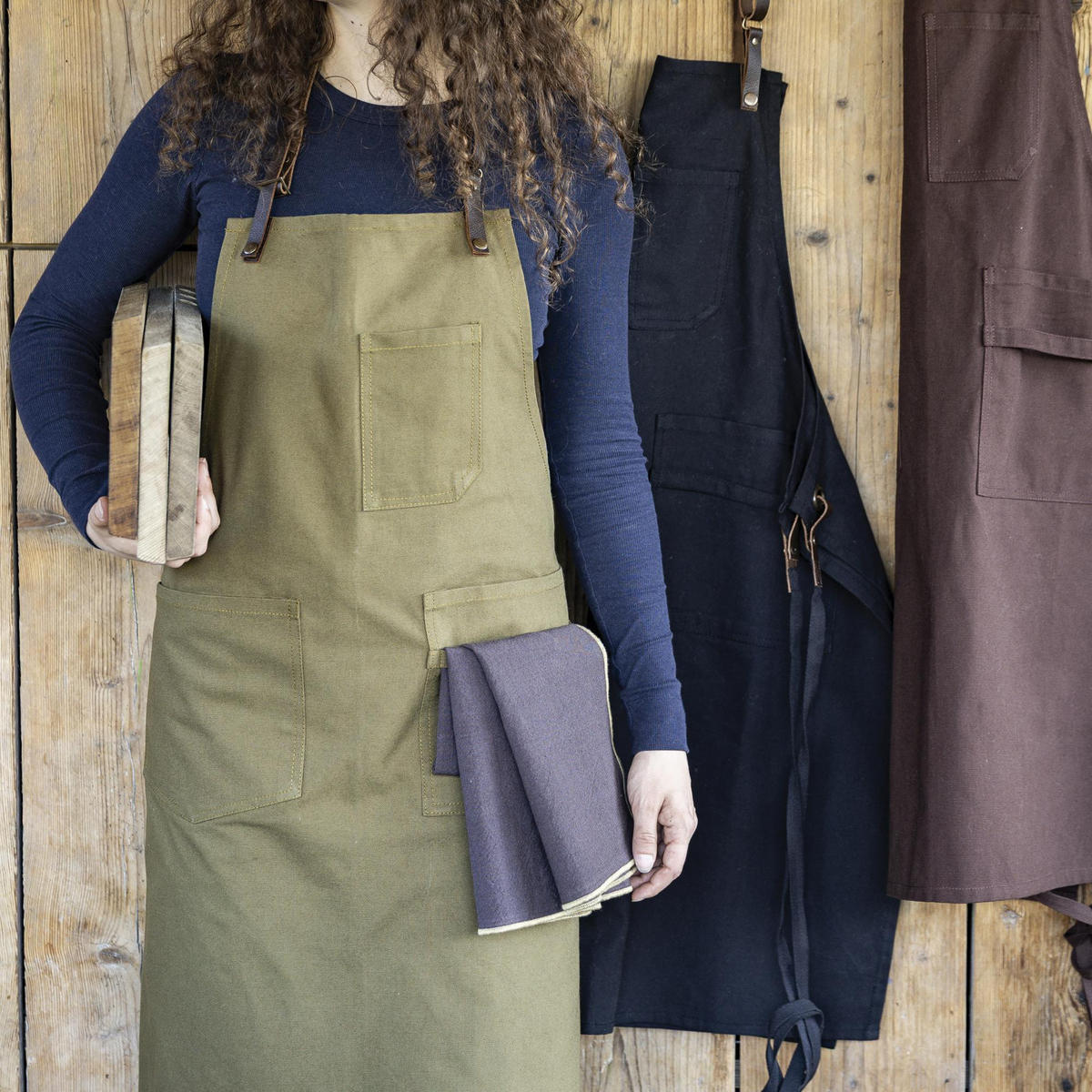 KÜCHENSCHÜRZE Léo schwarz 70 x 90 cm - Schwarz, Textil (70/90cm) - Winkler