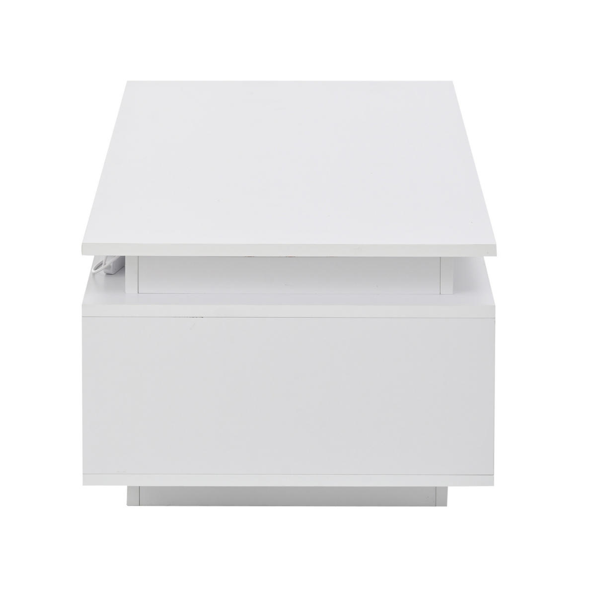 COUCHTISCH 100/50/36 cm Weiß mit LED-Beleuchtung und Schublade aus Spanplatte Hochglanz - Weiß, Holzwerkstoff (100/50/36cm) - OKWISH