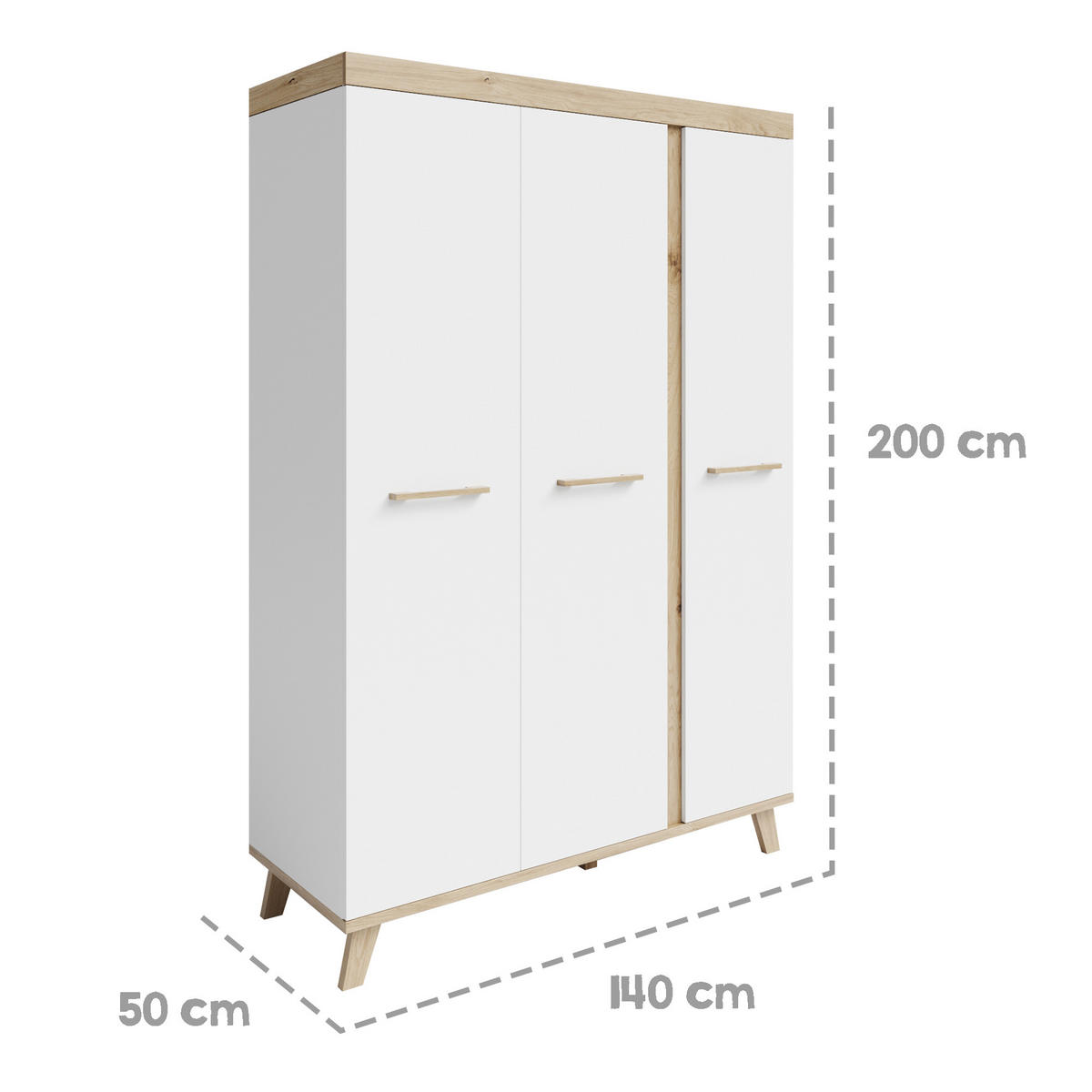 KLEIDERSCHRANK Smile - Weiß, Holz/Holzwerkstoff (140/200/50cm) - Roba