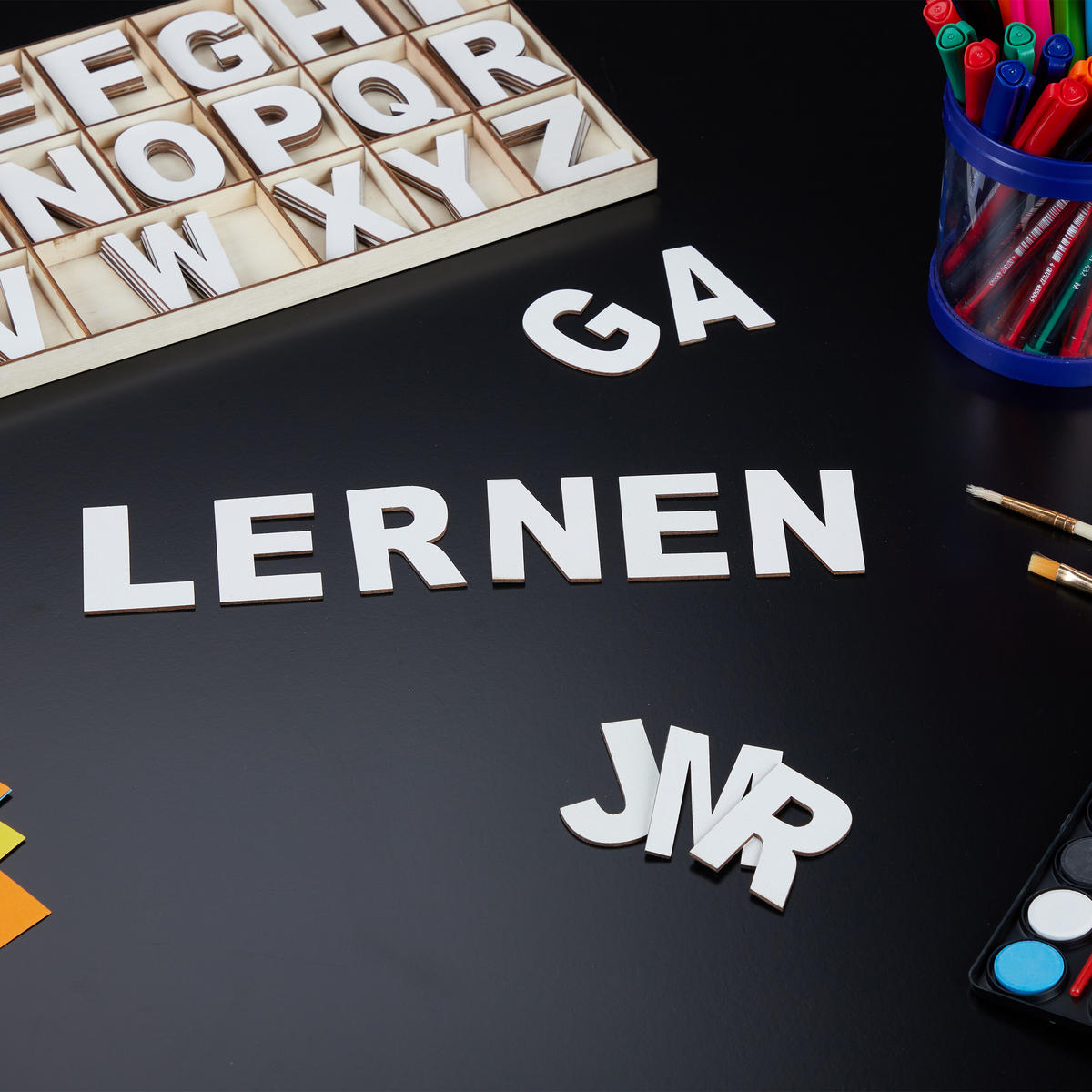 104-TLG.HOLZBUCHSTABEN-SET - Multicolor, Holz (41/1.5/17.5cm) - Relaxdays