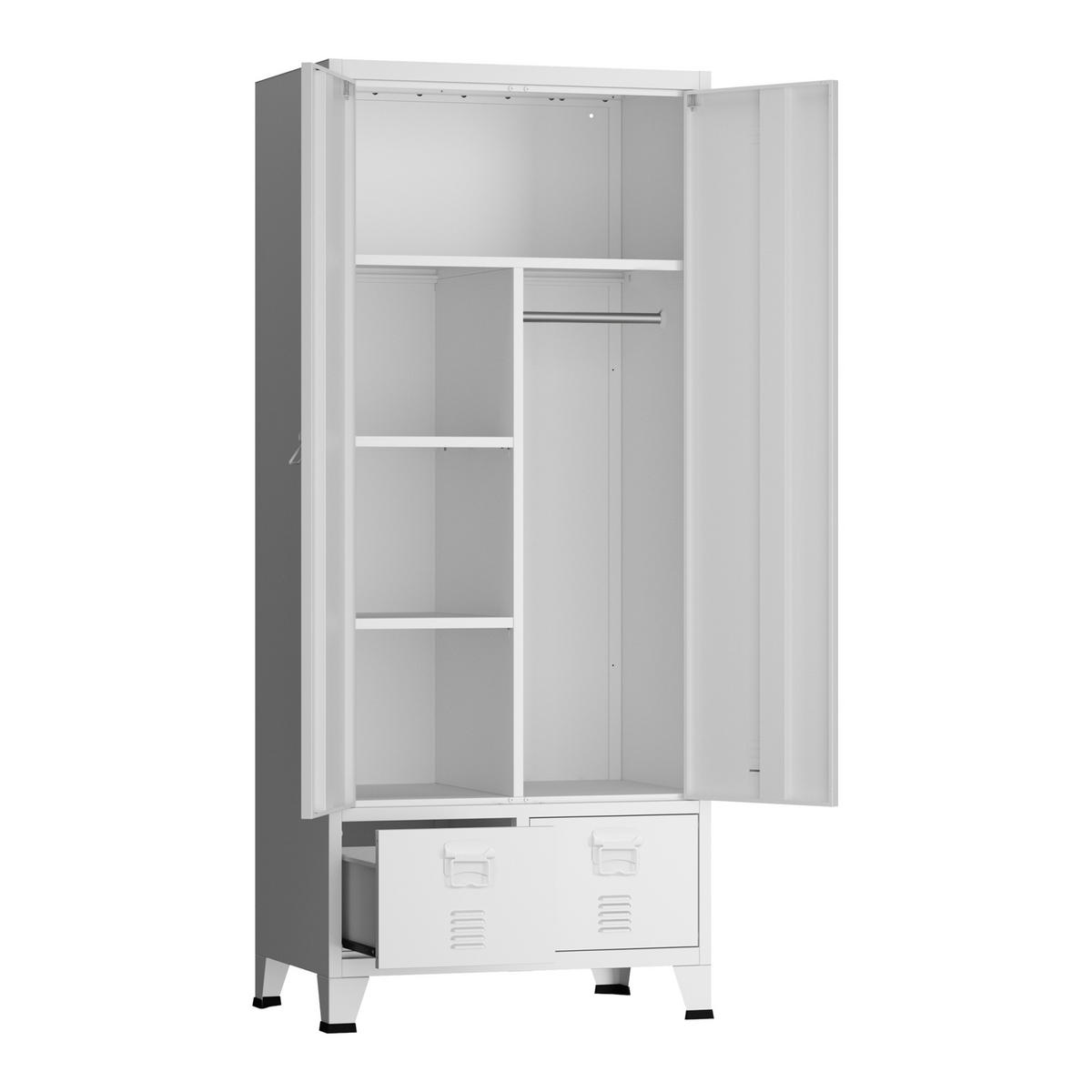 KLEIDERSCHRANK Hankasalmi - Weiß, Metall (90/180/40cm) - [en.casa]