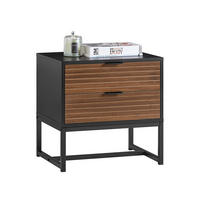 NACHTTISCH Vintagebraun-Schwarz - Schwarz/Naturfarben, Holzwerkstoff/Metall (50/50/40cm) - SoBuy