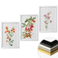 WANDBILDER 3er-Set - 40x60 cm Weißer Rahmen - Vintage-Retro-Blumenmalerei - Weiß, Kunststoff (40/60cm) - ArtPrintCave