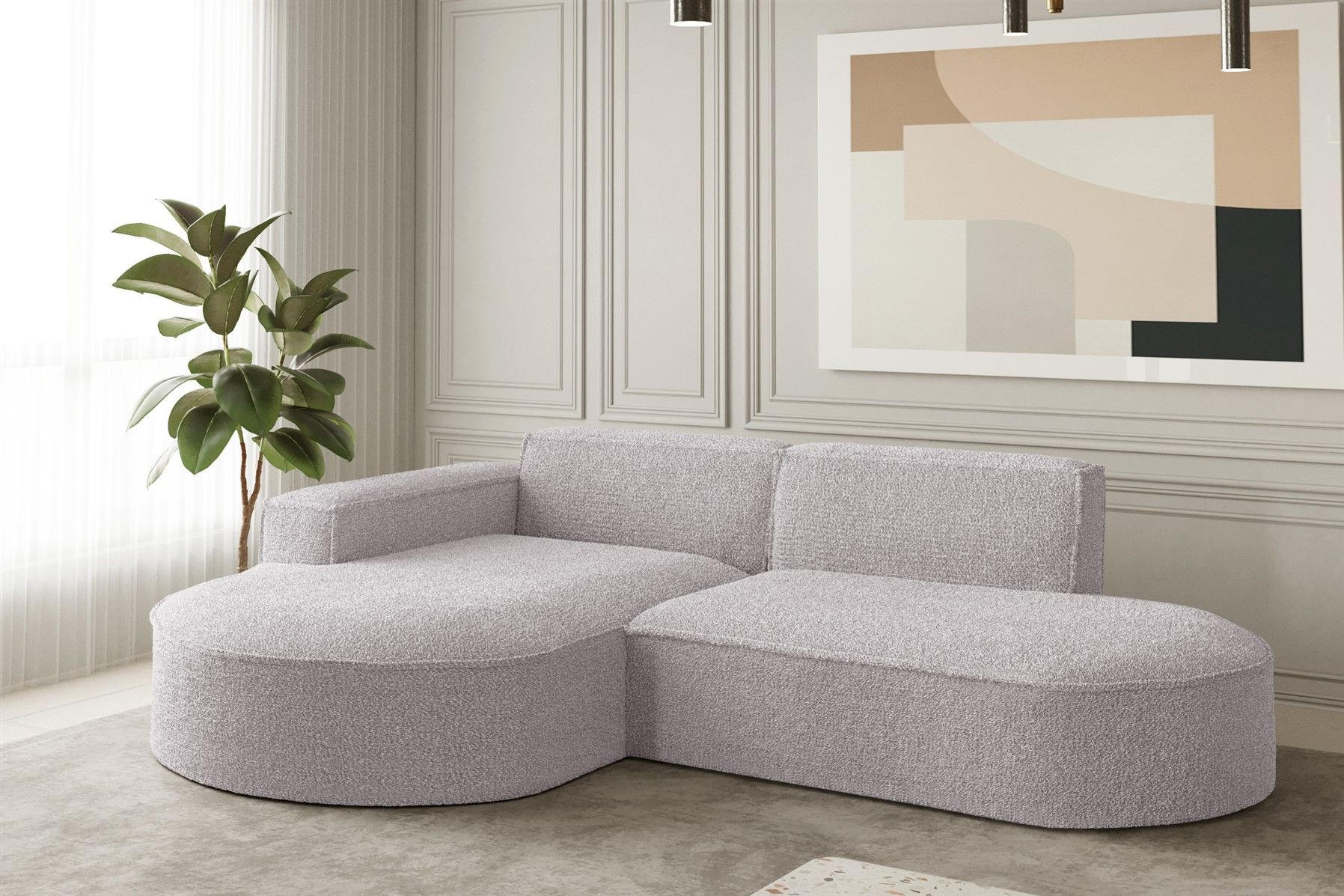 ECKSOFA Palma Xs Ottomane Ascot Bukla - Rosa, Holzwerkstoff/Textil (236/165cm) - Fun Möbel