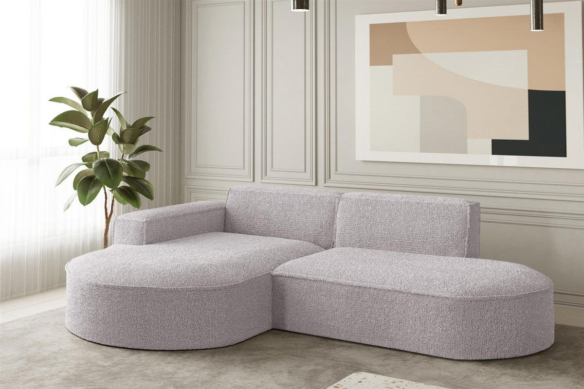 ECKSOFA Palma Xs Ottomane Ascot Bukla - Rosa, Holzwerkstoff/Textil (236/165cm) - Fun Möbel