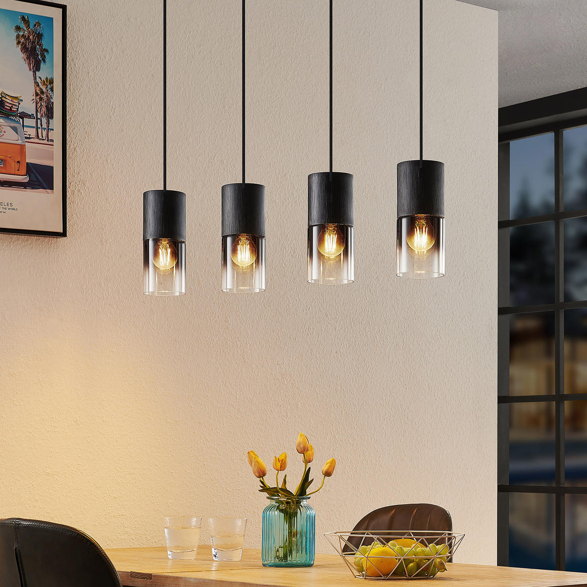 HÄNGELAMPE ROBIN - Schwarz - 10/10/150 cm - Schwarz, Metall (80.5/80.5/150cm) - Trio Leuchten