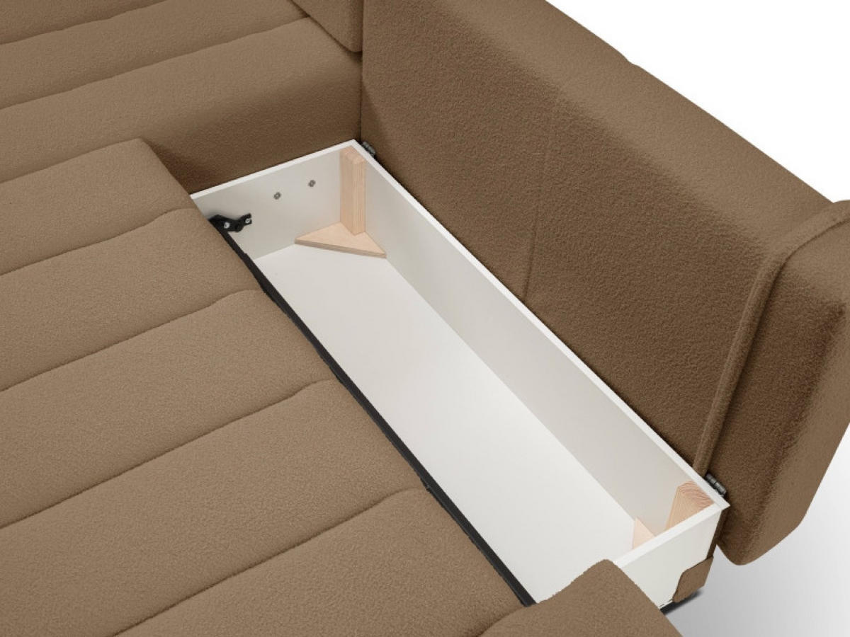 ECKSOFA Braun ALOO Mit Schlaffunktion Links Stoff Bouclé - Braun, Textil (276/176cm) - Sepro Meble