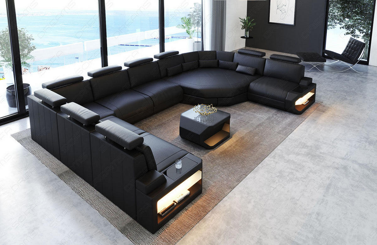 LEDERSOFA Asti L - Schwarz, Leder (427/93/280cm) - Sofa Dreams