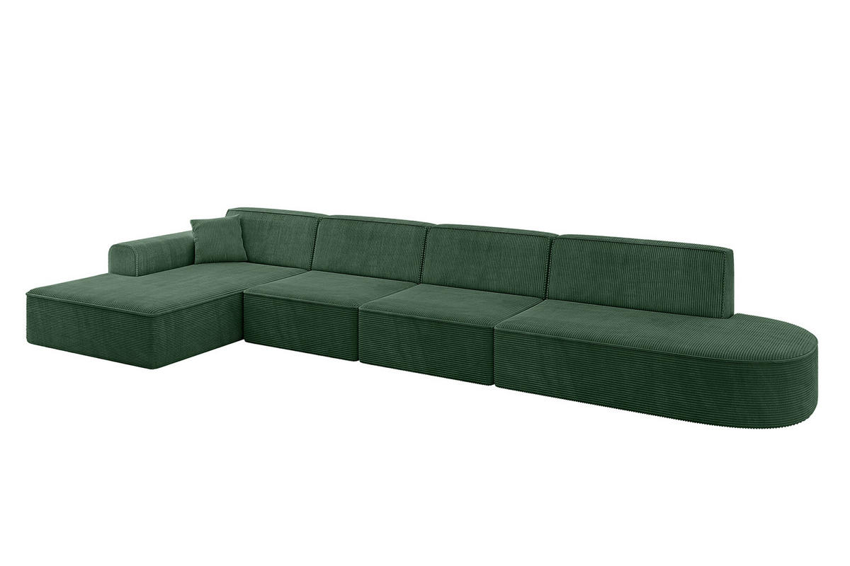 ECKSOFA Ottomane Links IREA-L3-v3 - 403x165x76 cm Grün - Grün, Holzwerkstoff/Textil (403/165cm) - ALTDECOR