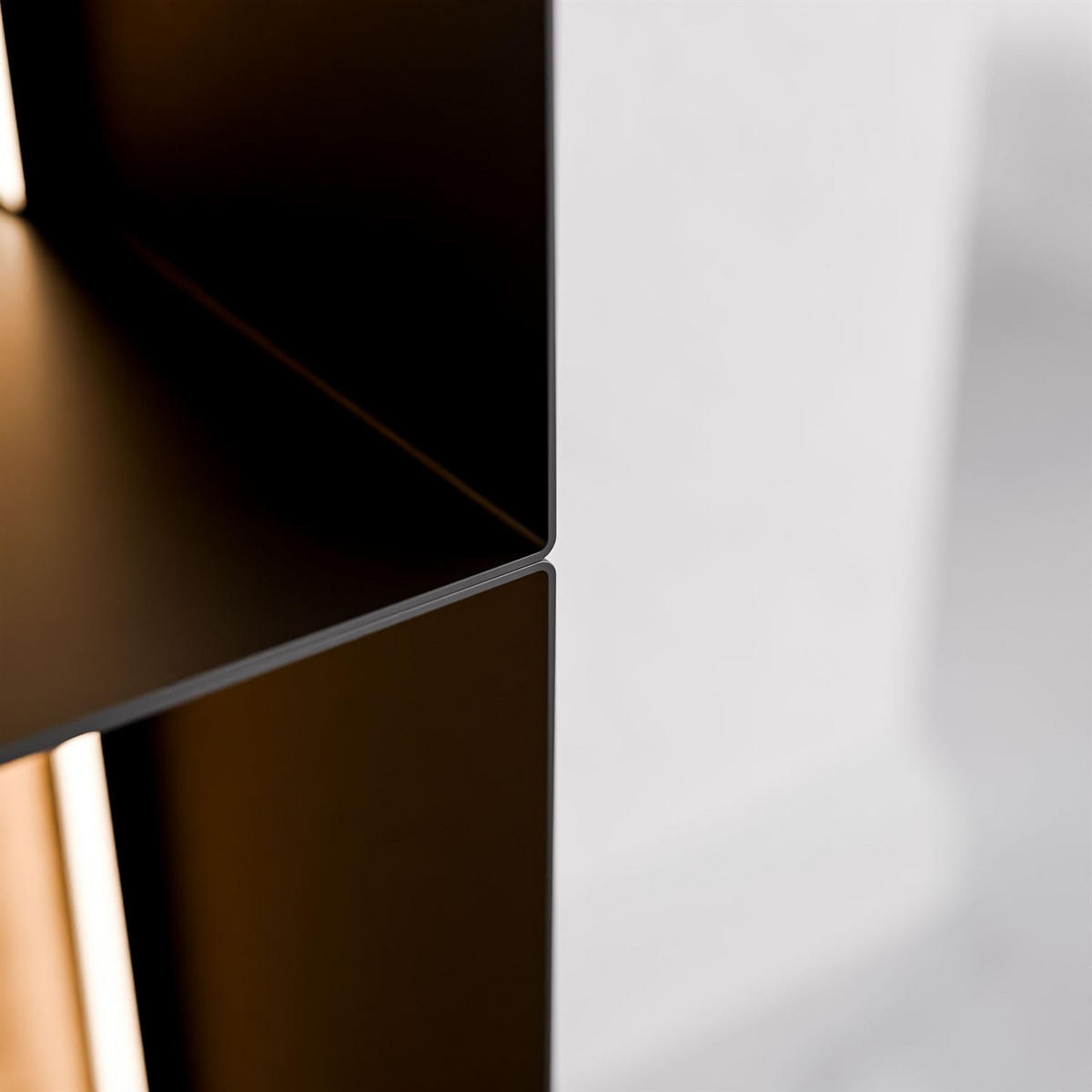 METALLREGAL QUADRO III mit LED-Beleuchtung - Schwarz/Eiche Artisan, Holzwerkstoff (99/33/20cm) - Lookway