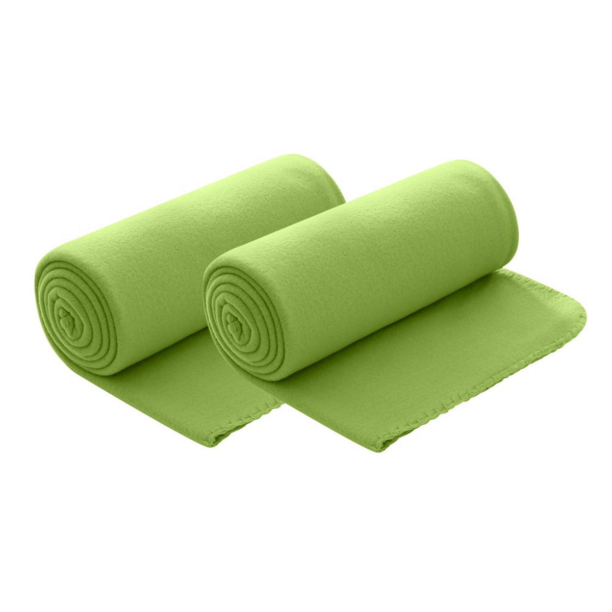 FLEECEDECKE 2er Set grün 130/160 cm Kettelrand Anti-Pilling - Grün, Textil (130/160cm) - wometo