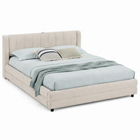 BETT mit 4 Schubladen und USB 140x200 cm Chenille Beige - Beige, Holz (140/200cm) - Meubliv