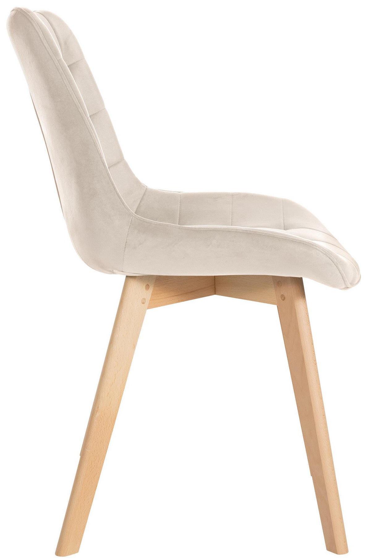 STUHL Samt creme - Eukalyptusholzfarben/Creme, Holz/Textil (54/84/63cm) - CLP