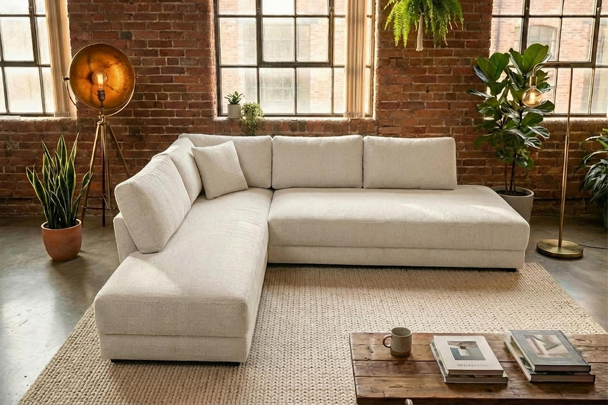 SCHLAFSOFA SADIRA Cremeweiß Flachgewebe - Creme/Schwarz, Kunststoff/Textil (288/89/209cm) - KAWOLA