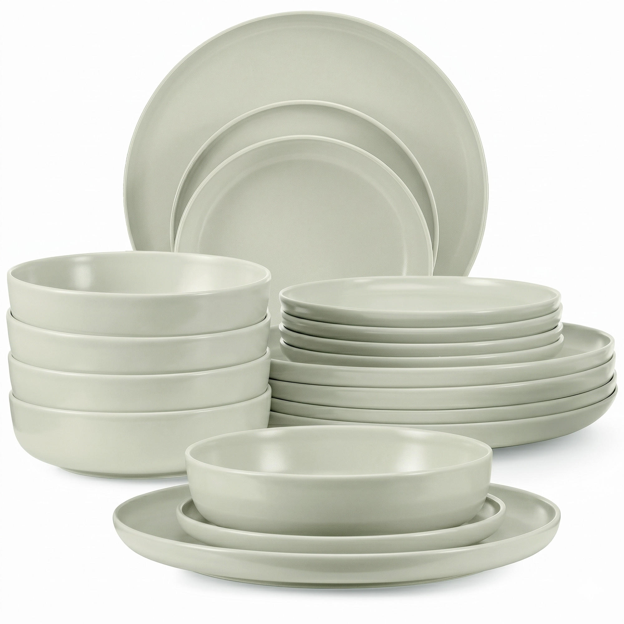 TAFELSERVICE VICTO 6 Personen 18-tlg matt beige/grün/grau - Beige, Keramik (27/2/27cm) - KONSIMO®