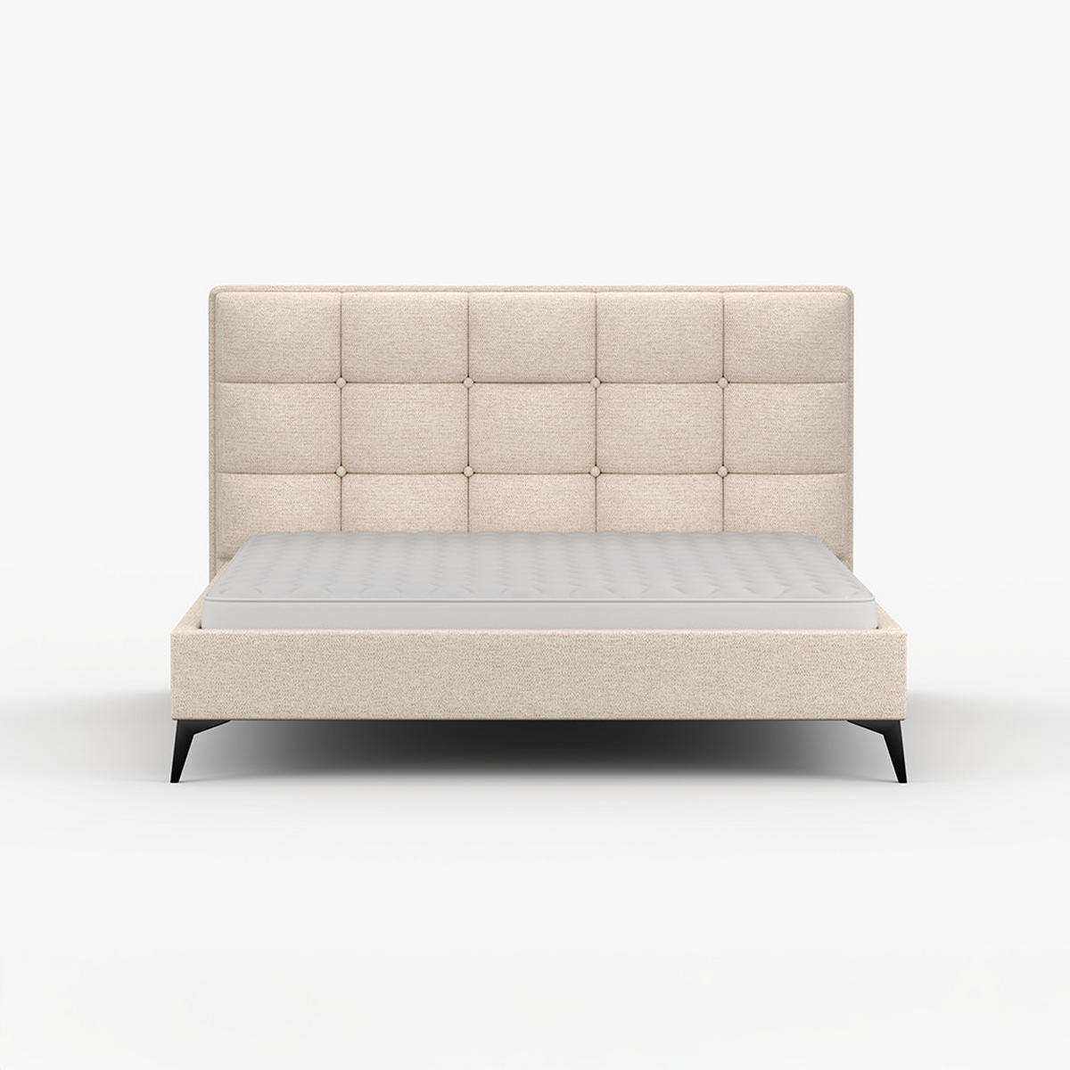 POLSTERBETT SISI, Lattenrost, ohne Bettkasten, gepolsterte Kopfstütze 160/200 in Creme - Creme/Schwarz, Holz/Textil (160/200cm) - imoebel24