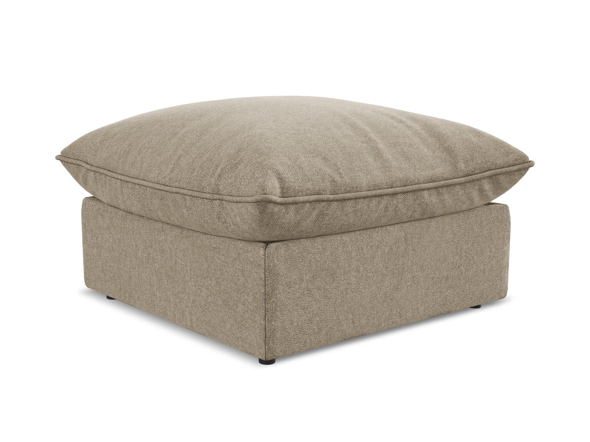 POUF Samt Stoff Beige - Beige/Schwarz, Holzwerkstoff/Kunststoff (75/45/75cm) - Makamii