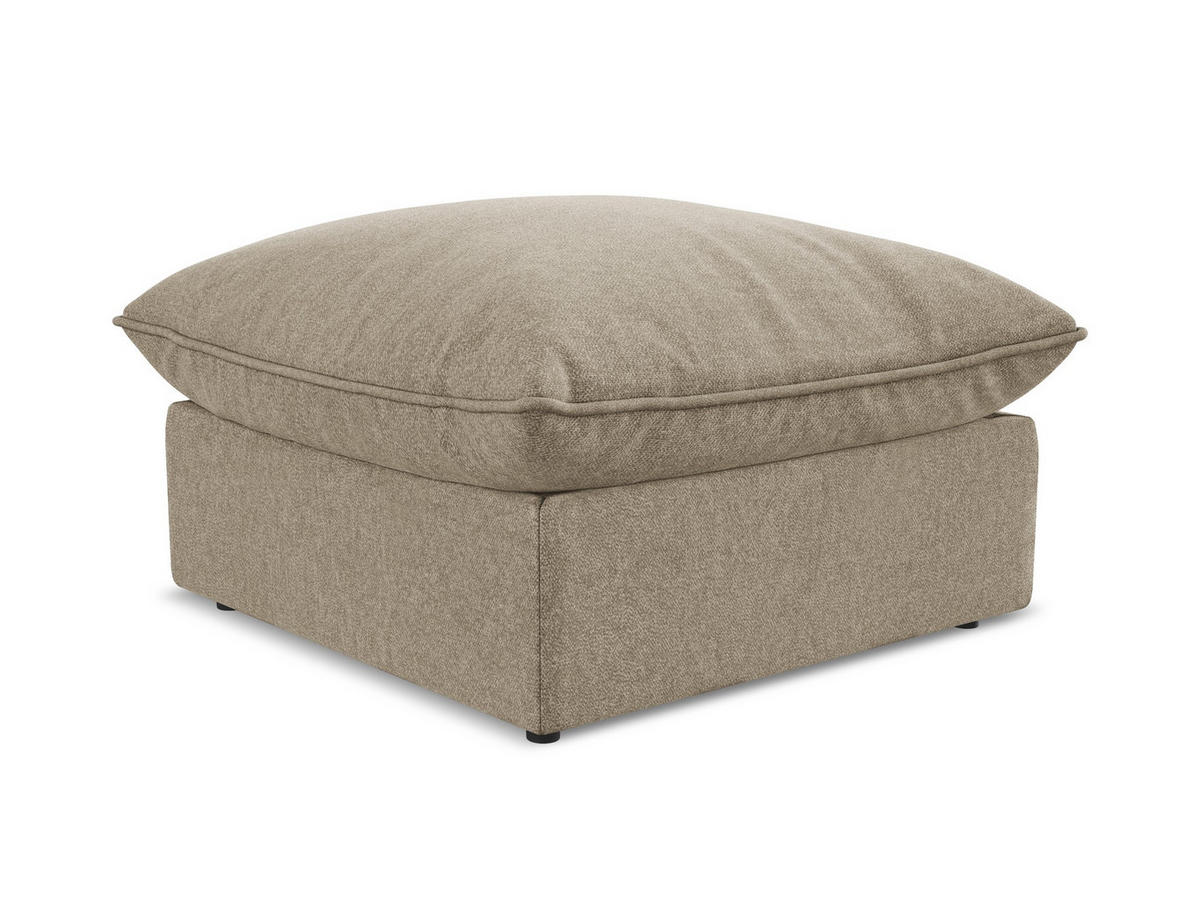 POUF Samt Stoff Beige - Beige/Schwarz, Holzwerkstoff/Kunststoff (75/45/75cm) - Makamii