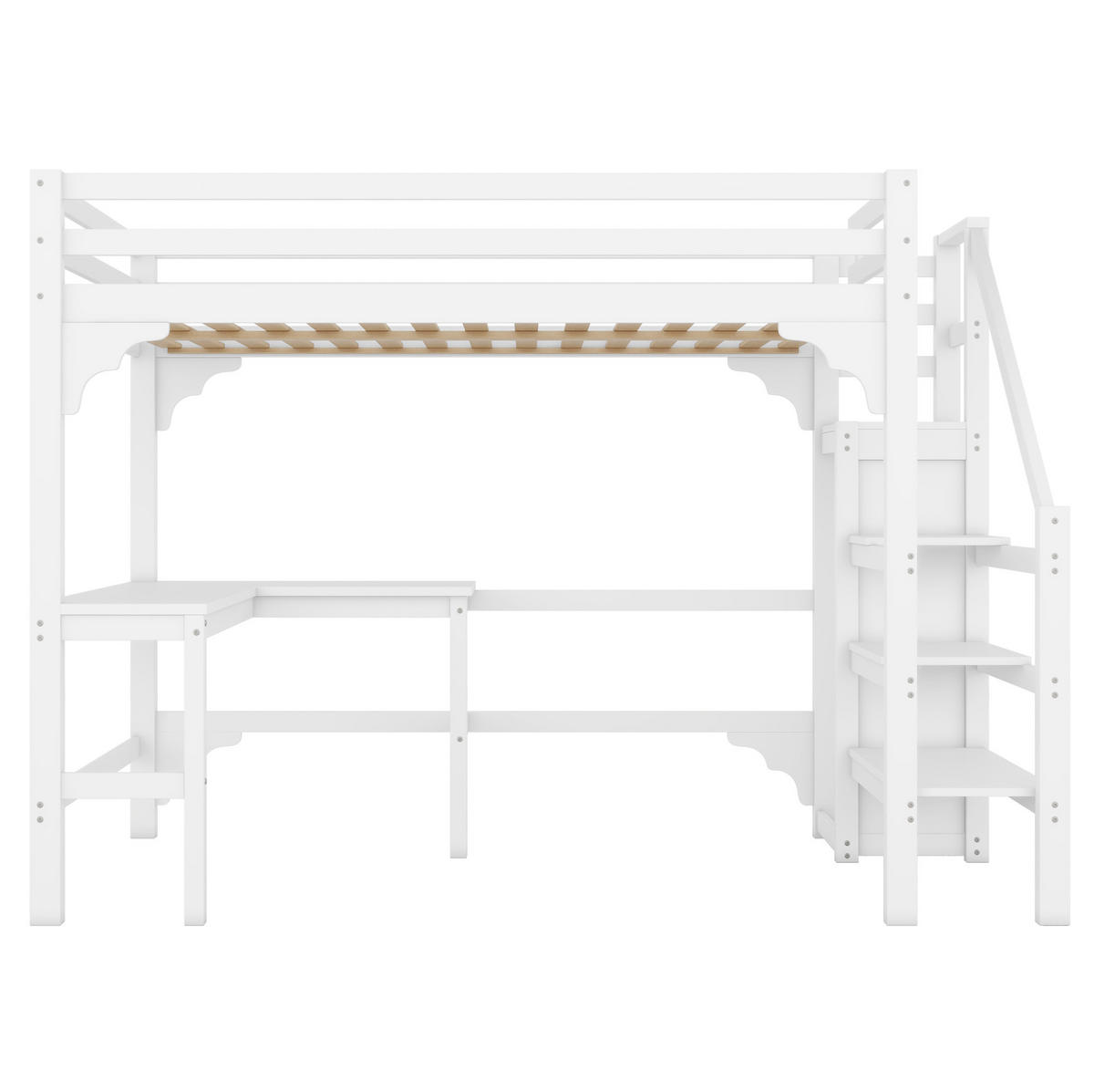 PATROVÁ postel 140/200 cm s L-stylovou deskou z borovicového dřeva v bílé barvě - bílá, dřevo (140/200cm) - OKWISH