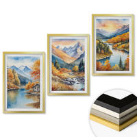 WANDBILDER 3er Set - 40x60 cm Goldrahmen - Berglandschaft, Fluss, Herbst - Goldfarben, Kunststoff (40/60cm) - ArtPrintCave