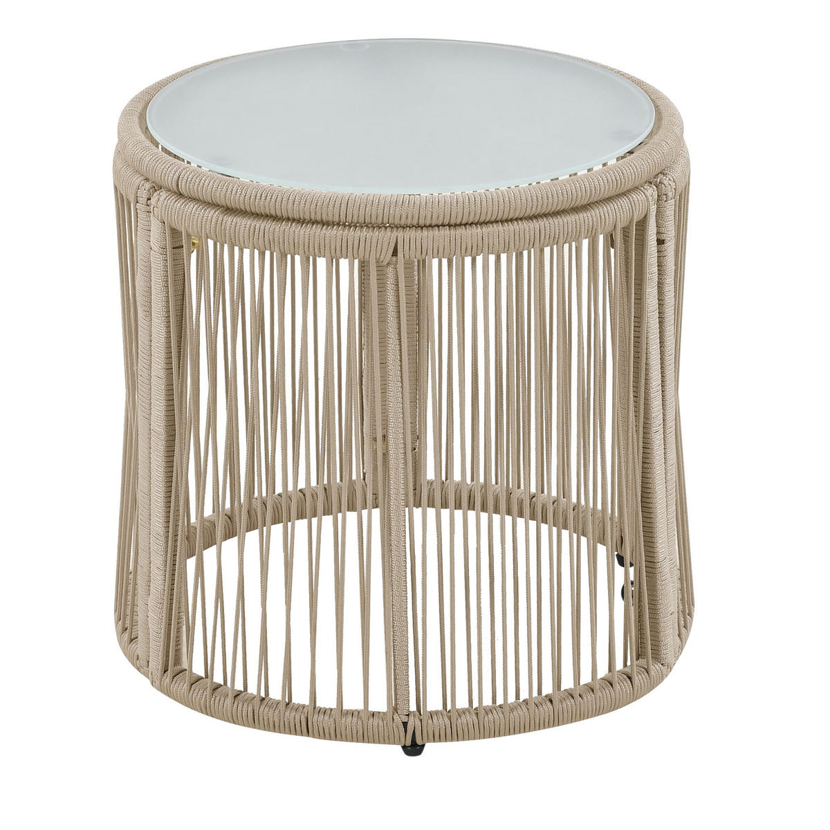 GARTENMÖBEL 124x71x80cm beige aus Eisen und Seil, mit Kissen - Beige, Metall - Modfu