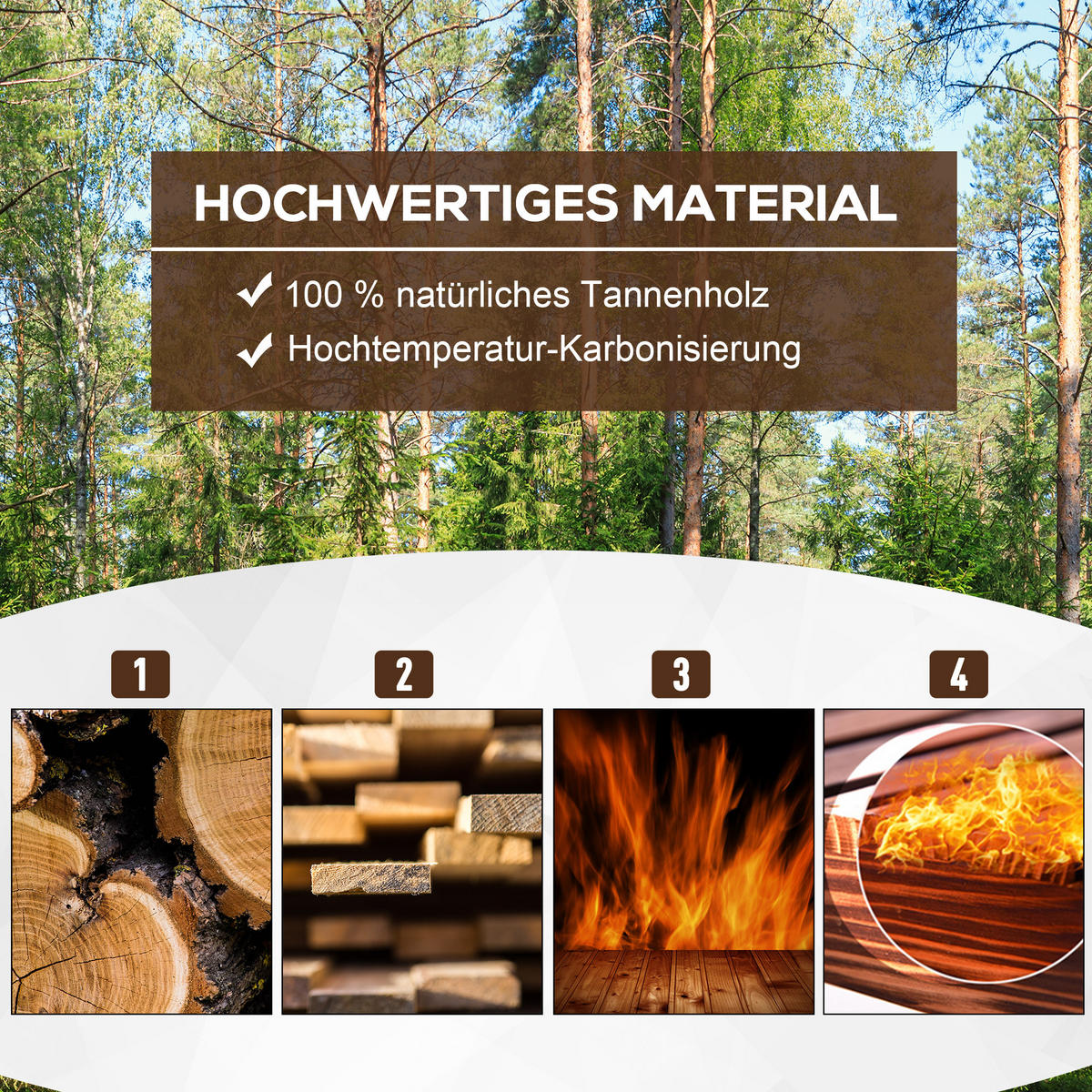 HOCHBEET Pflanzkasten Pflanzbeet Blumenbeet Blumenkasten, Tannenholz, Naturholz - Fichtefarben, Holz (35/30/78cm) - Outsunny