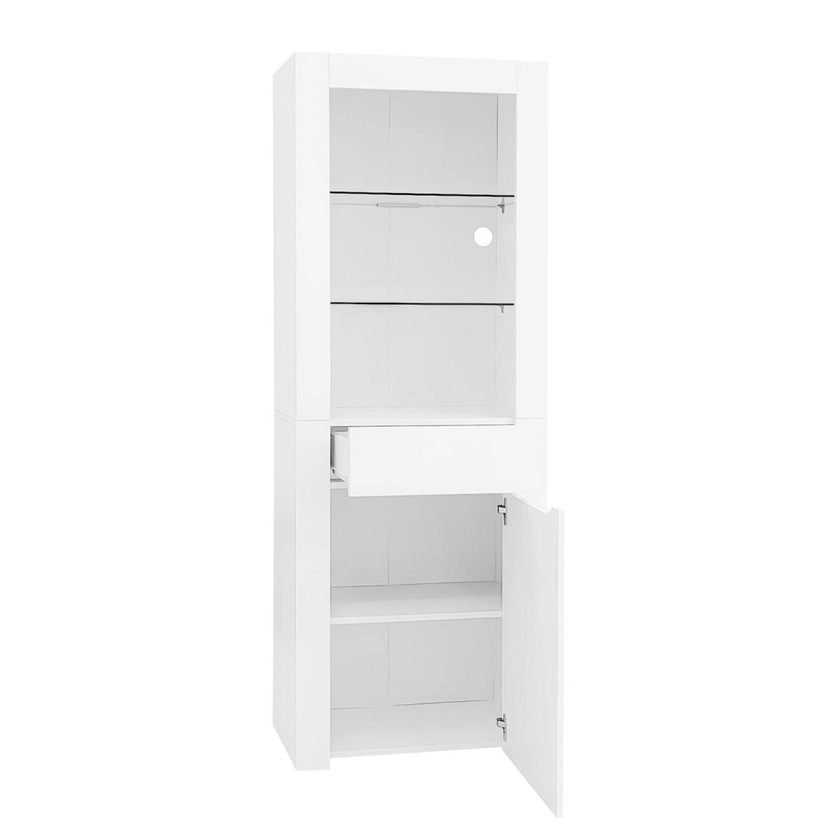 VITRINE 60/35,5/165 cm aus Spanplatte mit LED-Beleuchtung und App-Steuerung Weiß Hochglanz - Weiß, Holzwerkstoff (60/165/35.5cm) - Modenvie