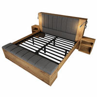 DOPPELBETT 160x200 cm in Eichenoptik mit zwei Nachttische, Mit Matratze - Eichefarben, Holz (160/200cm)