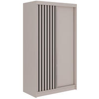 SCHWEBETÜRENSCHRANK mit Lamellen LUMOS - 120 - Kaschmir und Schwarz - Kaschmir/Schwarz, Holzwerkstoff/Metall (120/216/61cm) - MKS