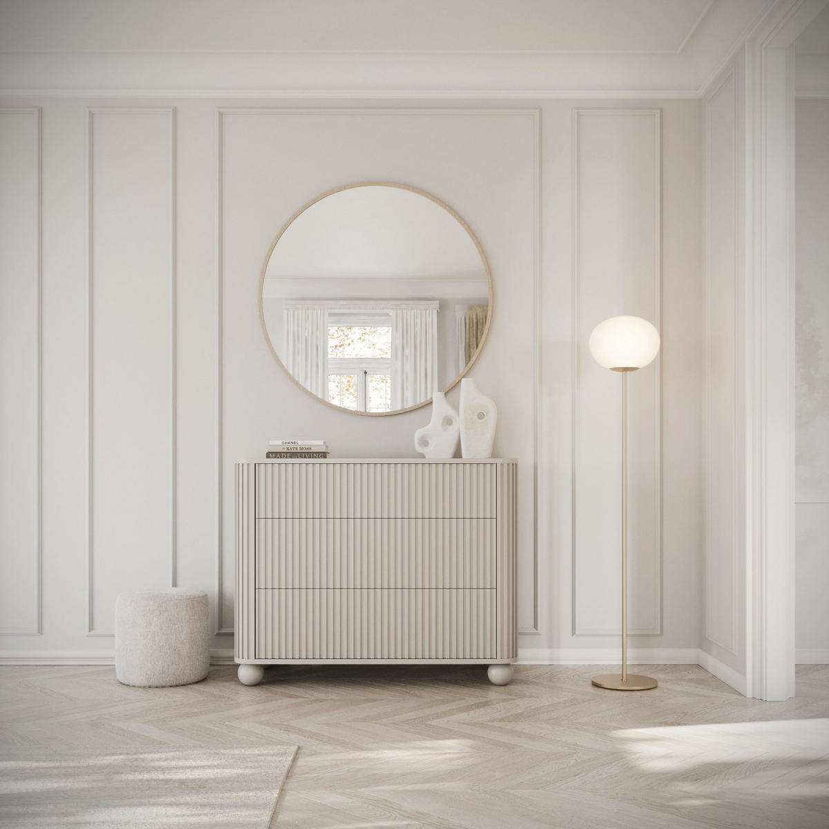 KOMMODE Arvello Greige 93 cm - Taupe, Holz/Holzwerkstoff (93.2/83.8/38cm) - Selsey